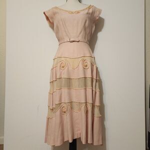 Vintage 50s Seymour Jacobson Pale Pink Cocktail Dress